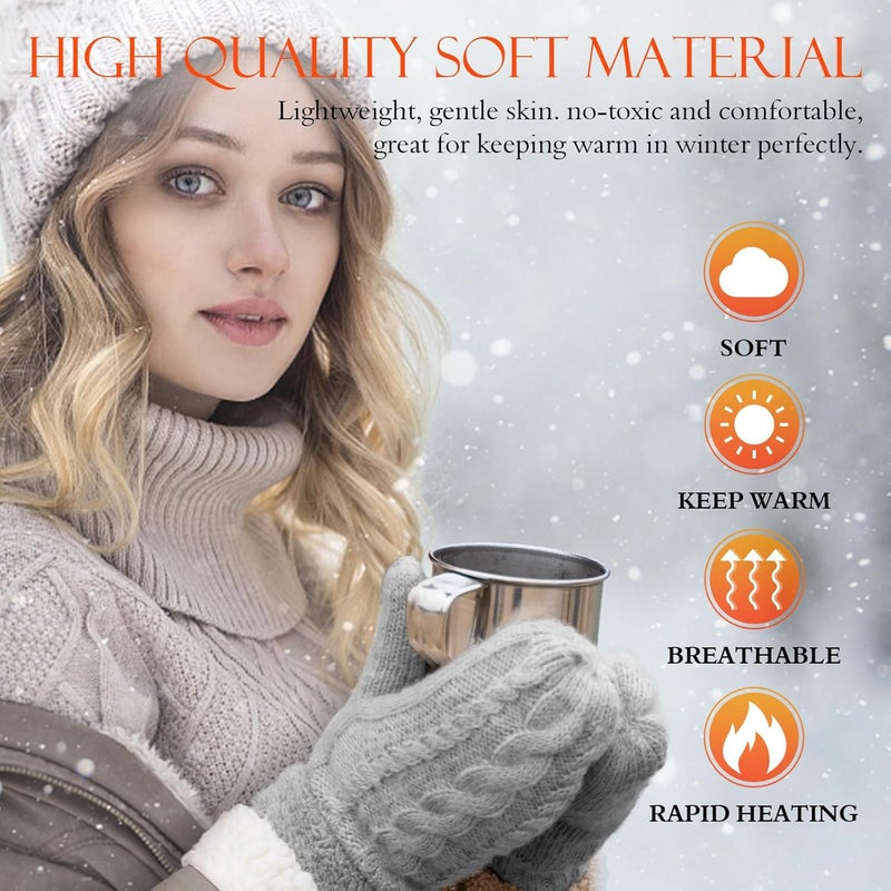 AURUZA Winter Warm Mittens for Women, Cozy Thick Knitted Gloves & Mittens Warm Soft Lining Cold Weather Accessories Gifts - Image 3
